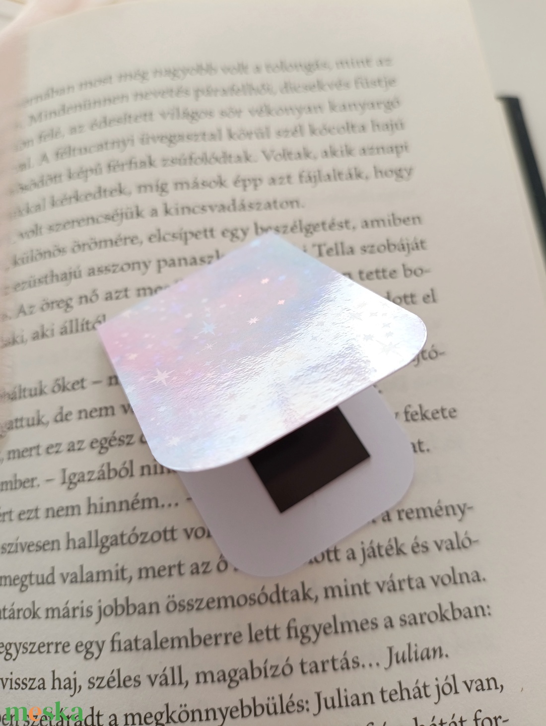 mágneses könyvjelző - rózsaszín csillogós galaxis - könyv & zene - könyvjelző - Meska.hu