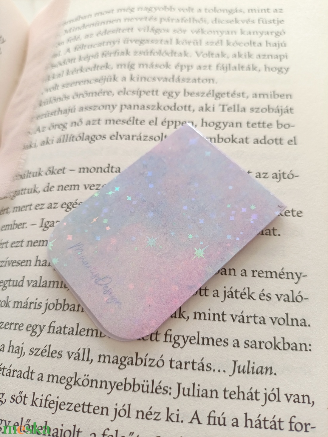 mágneses könyvjelző - rózsaszín csillogós galaxis - könyv & zene - könyvjelző - Meska.hu