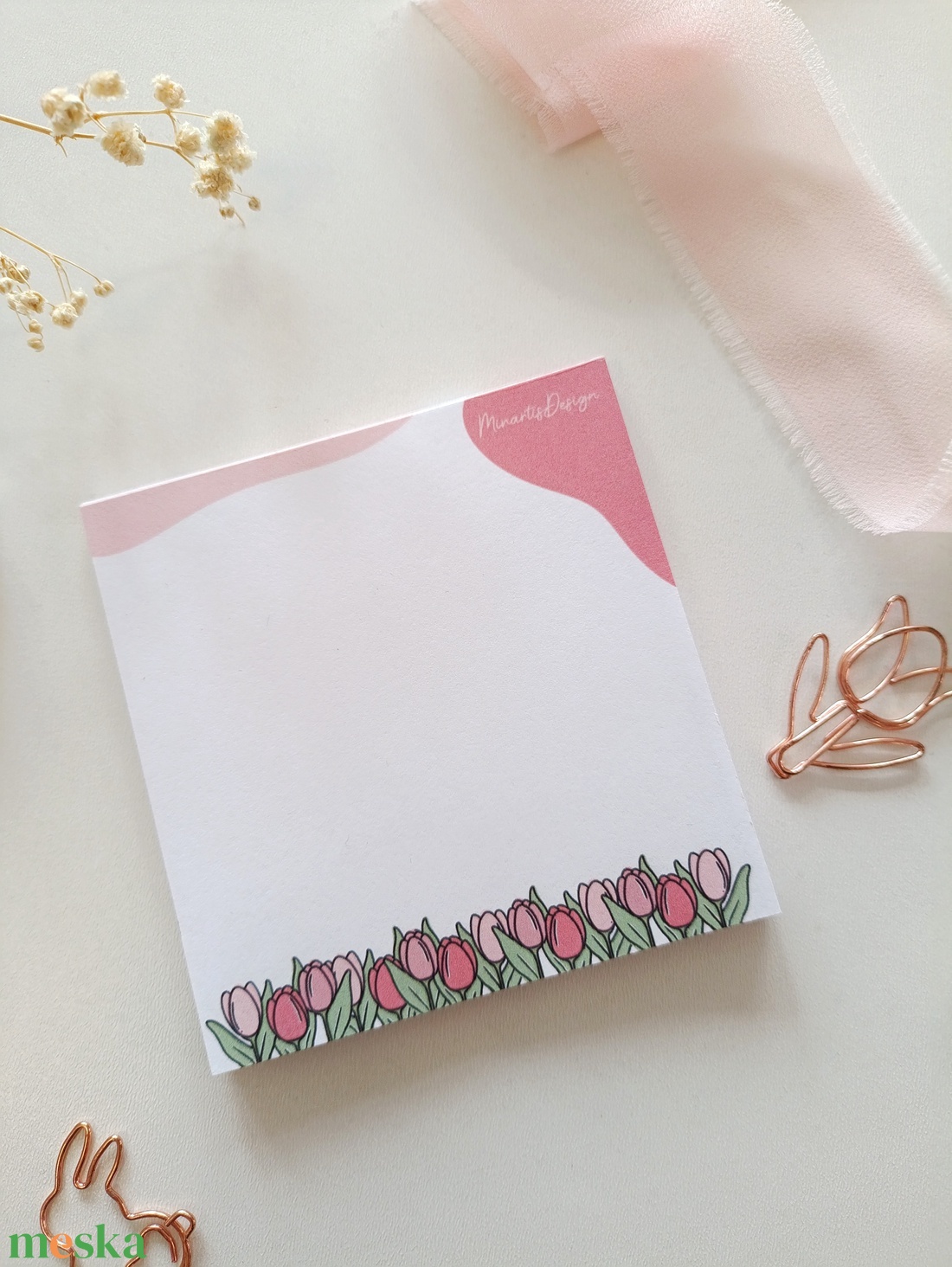 Tavaszi tulipános jegyzettömb - 9x9 cm - otthon & életmód - papír, írószer - jegyzetfüzet & napló - Meska.hu