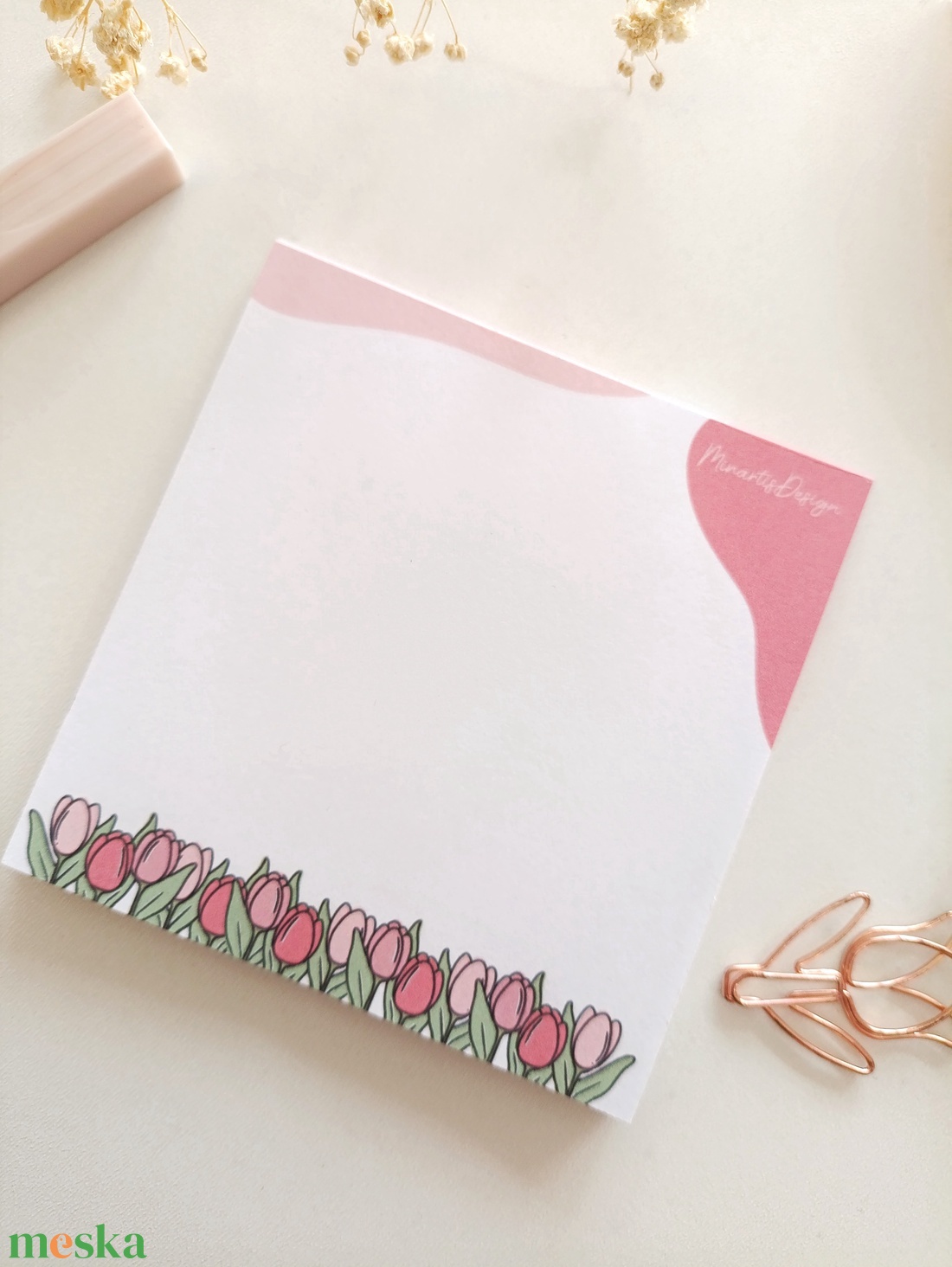 Tavaszi tulipános jegyzettömb - 9x9 cm - otthon & életmód - papír, írószer - jegyzetfüzet & napló - Meska.hu