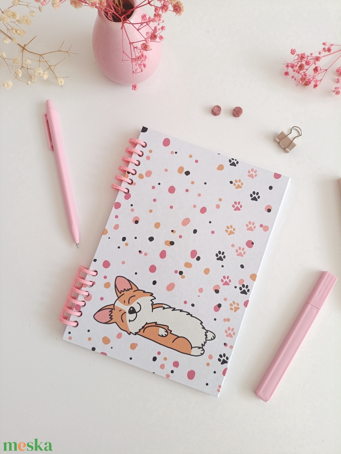 Corgi kutyás spirál füzet - otthon & életmód - papír, írószer - jegyzetfüzet & napló - Meska.hu