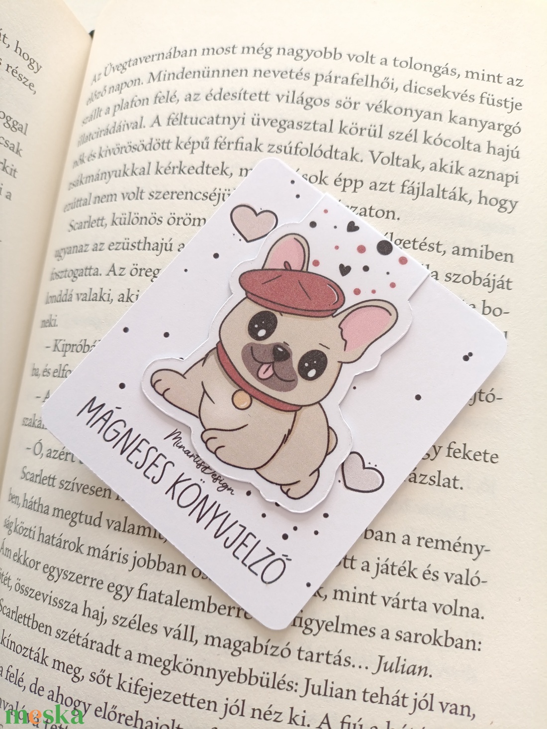 Francia bulldog kutya- mágneses könyvjelző - könyv & zene - könyvjelző - Meska.hu