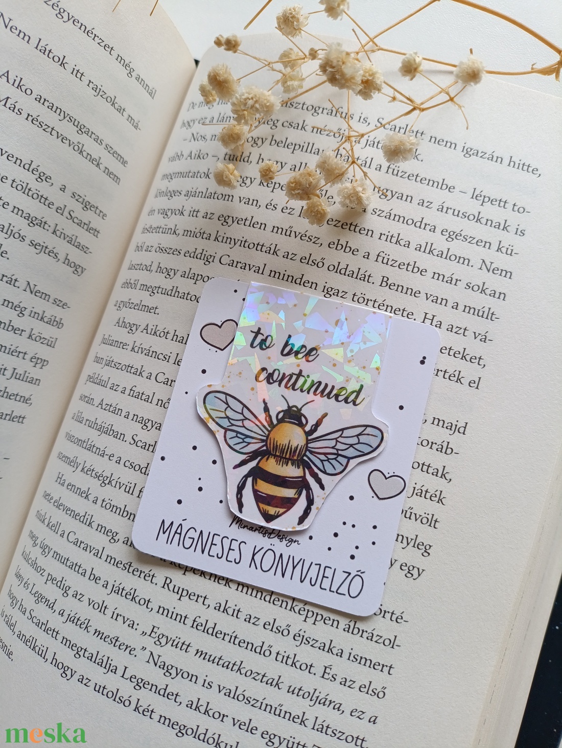 Mágneses könyvjelző - méhecske - to bee  continued - könyv & zene - könyvjelző - Meska.hu