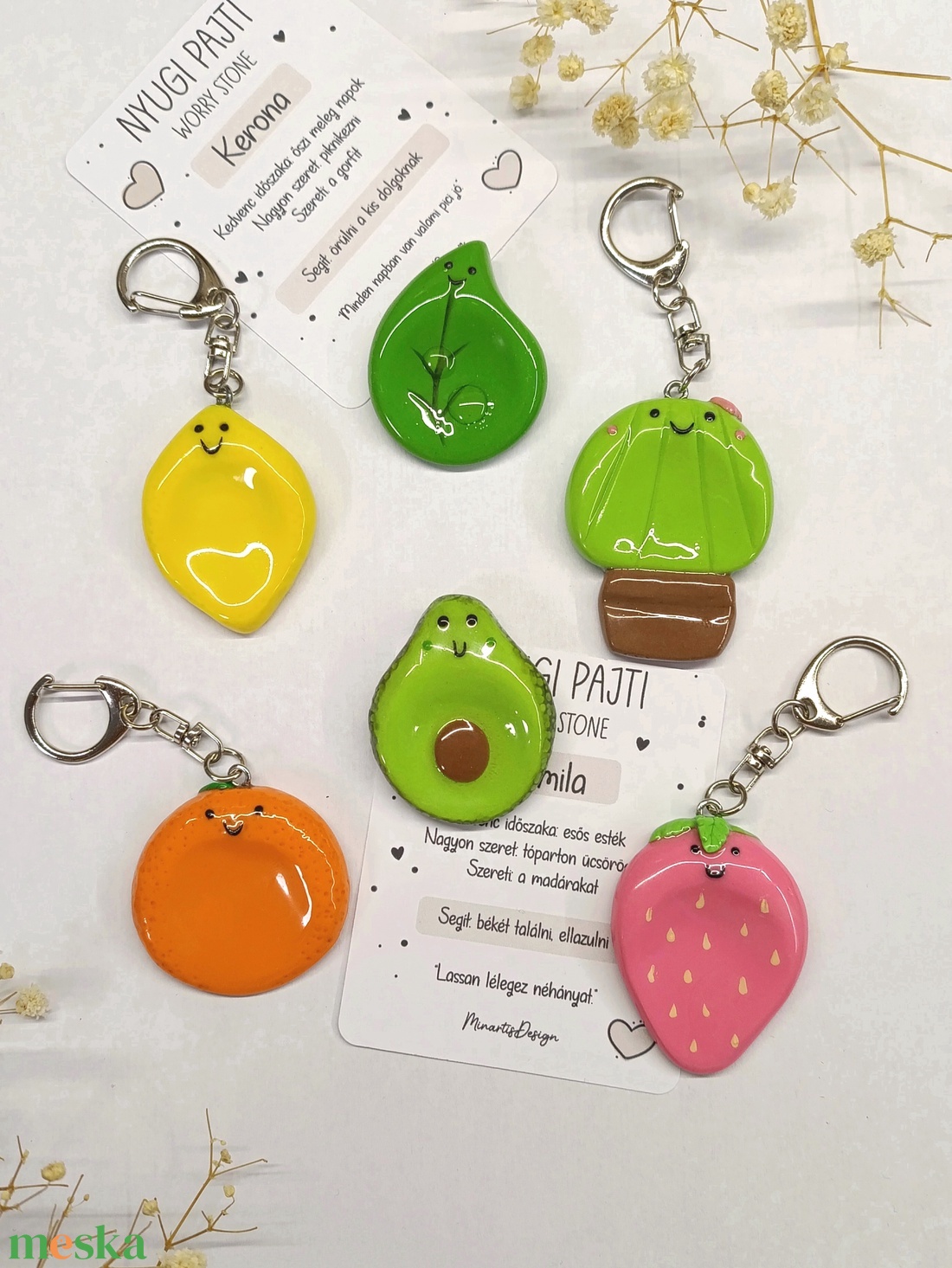 Gyümölcs, növény Worry stone nyugikő, kulcstartó - otthon & életmód - dekoráció - dekoratív figurák és szobrok - Meska.hu