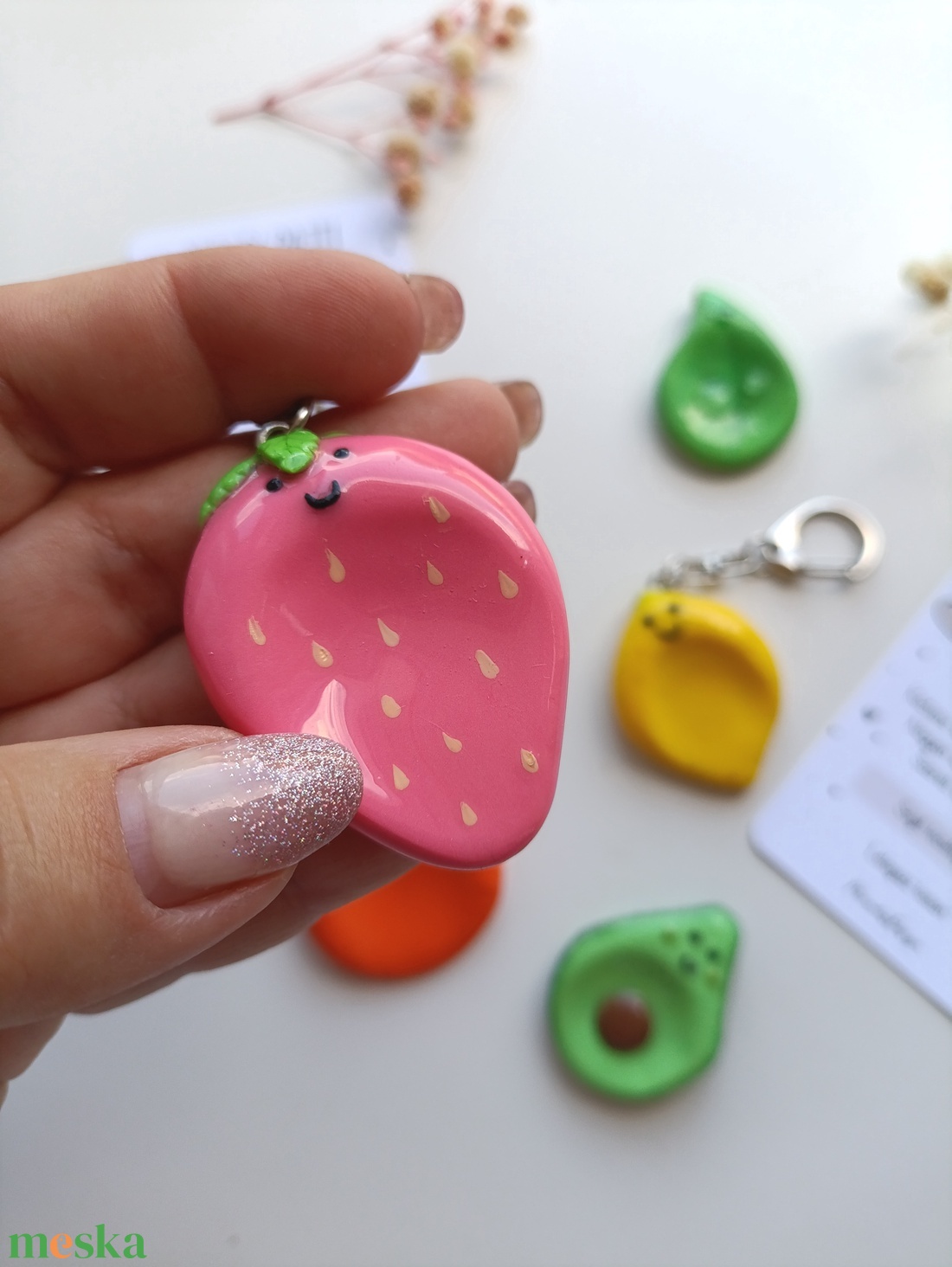 Gyümölcs, növény Worry stone nyugikő, kulcstartó - otthon & életmód - dekoráció - dekoratív figurák és szobrok - Meska.hu