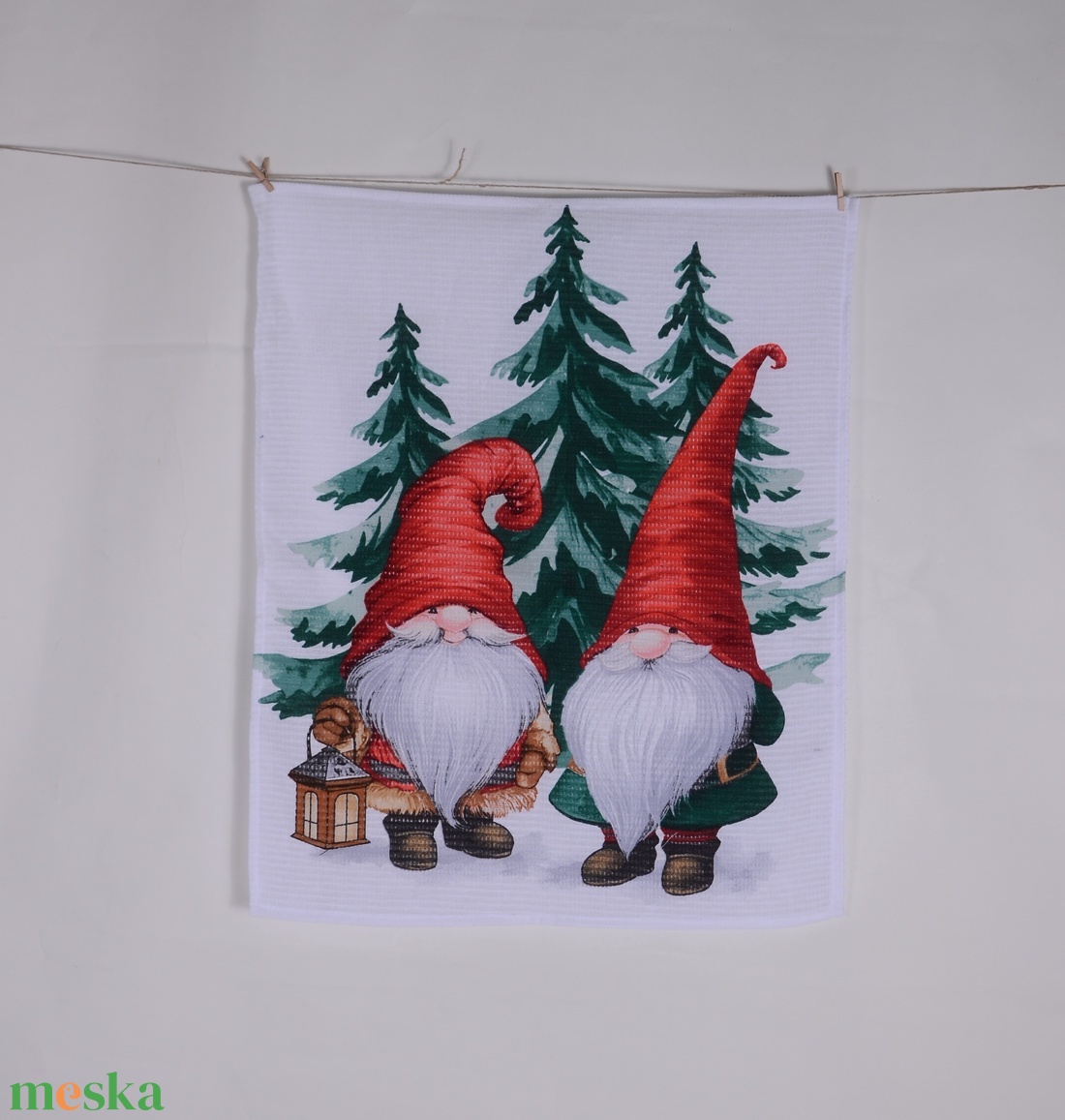 3 db-os szett Karácsonyi manó mintás konyharuha, Kéztörlő  - otthon & életmód - konyhafelszerelés, tálalás - konyhai textil - konyharuha & törlőkendő - Meska.hu