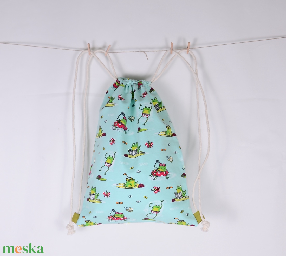 Béka mintás tornazsák  - játék & sport - ovis felszerelés - ovis tornazsák - Meska.hu