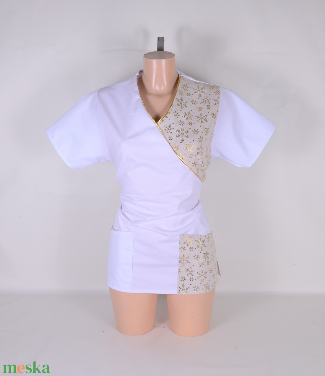 Arany Hópehely mintás egészségügyi/óvónői/szépségipari munkaruha tunika és/vagy nadrág - ruha & divat - női ruha - tunika - Meska.hu