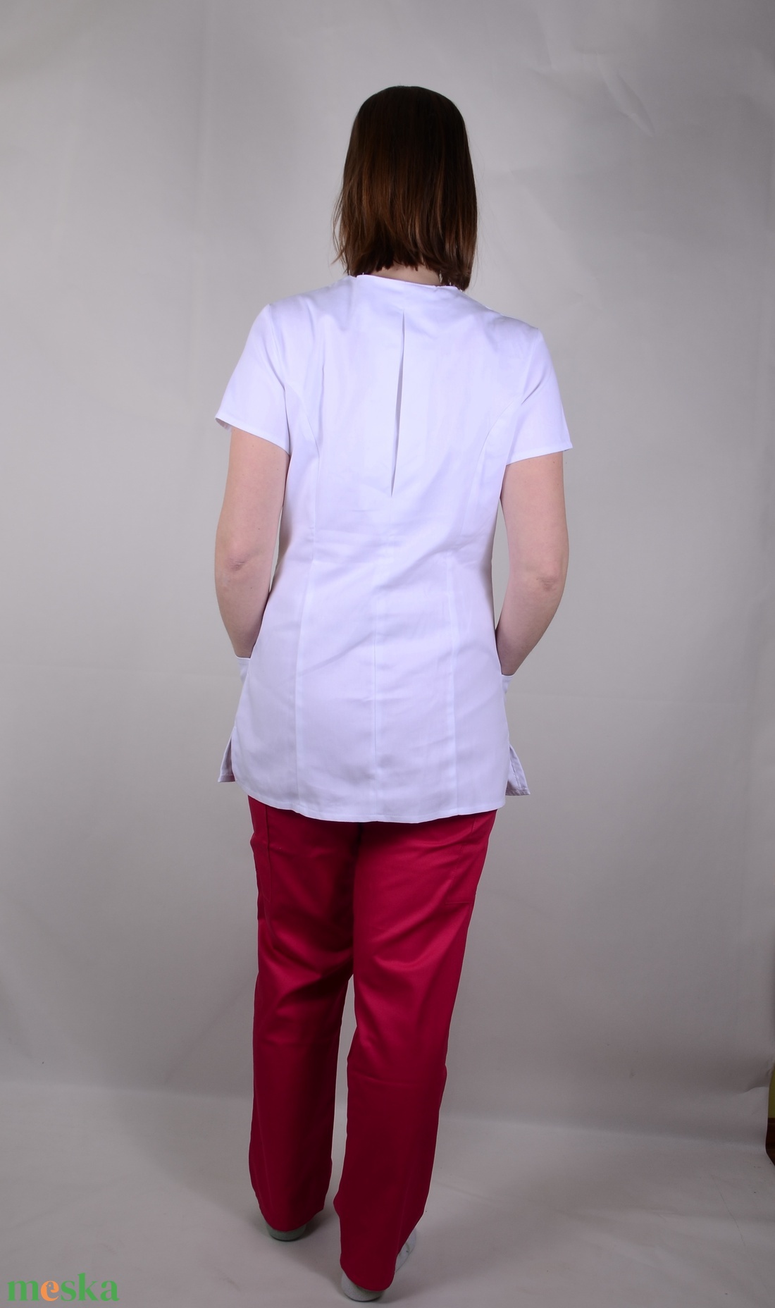 Elizabeth Tunika pink paszpolos átlapolt gombos - ruha & divat - munkaruha - Meska.hu