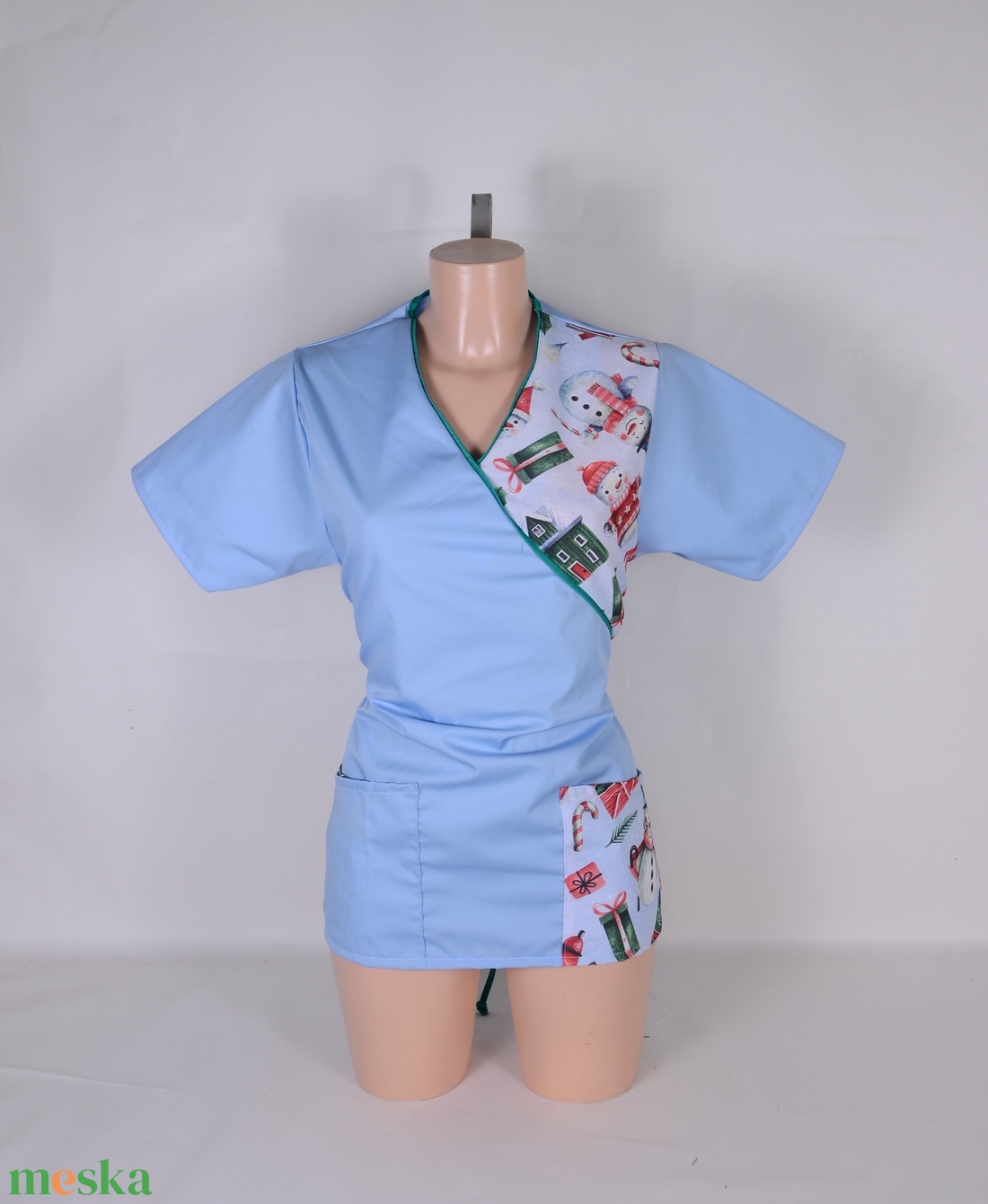 Hóember mintás tunika egészségügyi/óvónői/szépségipari munkaruha - ruha & divat - munkaruha - Meska.hu