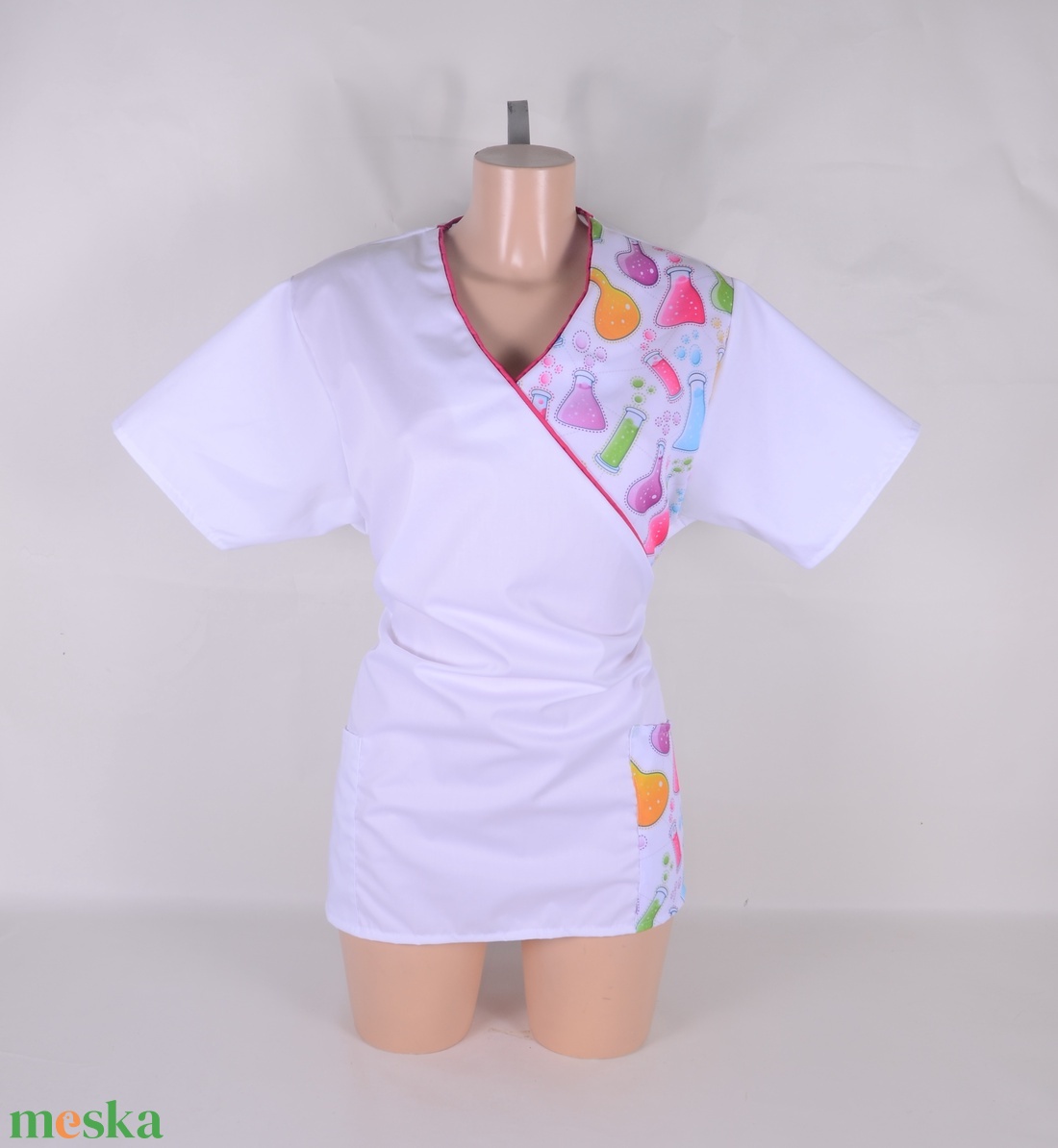 Xl méret Lombik mintás tunika egészségügyi/óvónői/szépségipari munkaruha - ruha & divat - munkaruha - Meska.hu