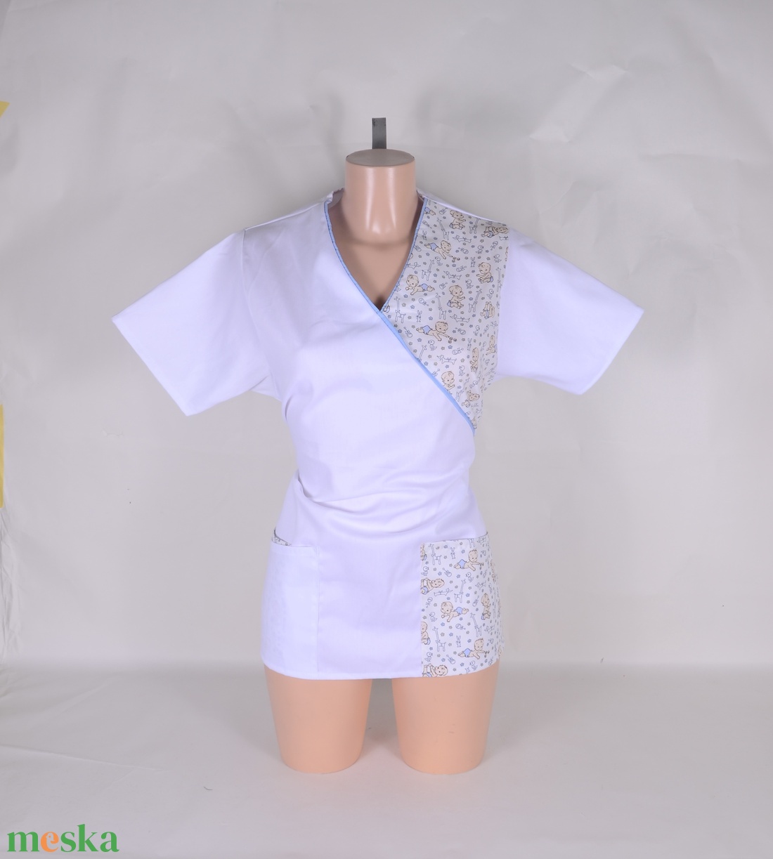 Baba mintás tunika egészségügyi/óvónői/szépségipari munkaruha - ruha & divat - munkaruha - Meska.hu