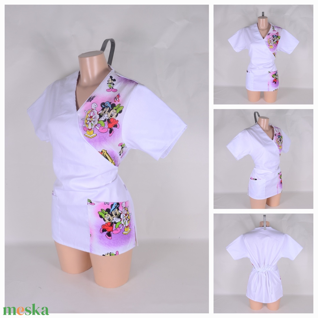 Mickey és Minnie mintás tunika egészségügyi/óvónői/szépségipari munkaruha - ruha & divat - munkaruha - Meska.hu