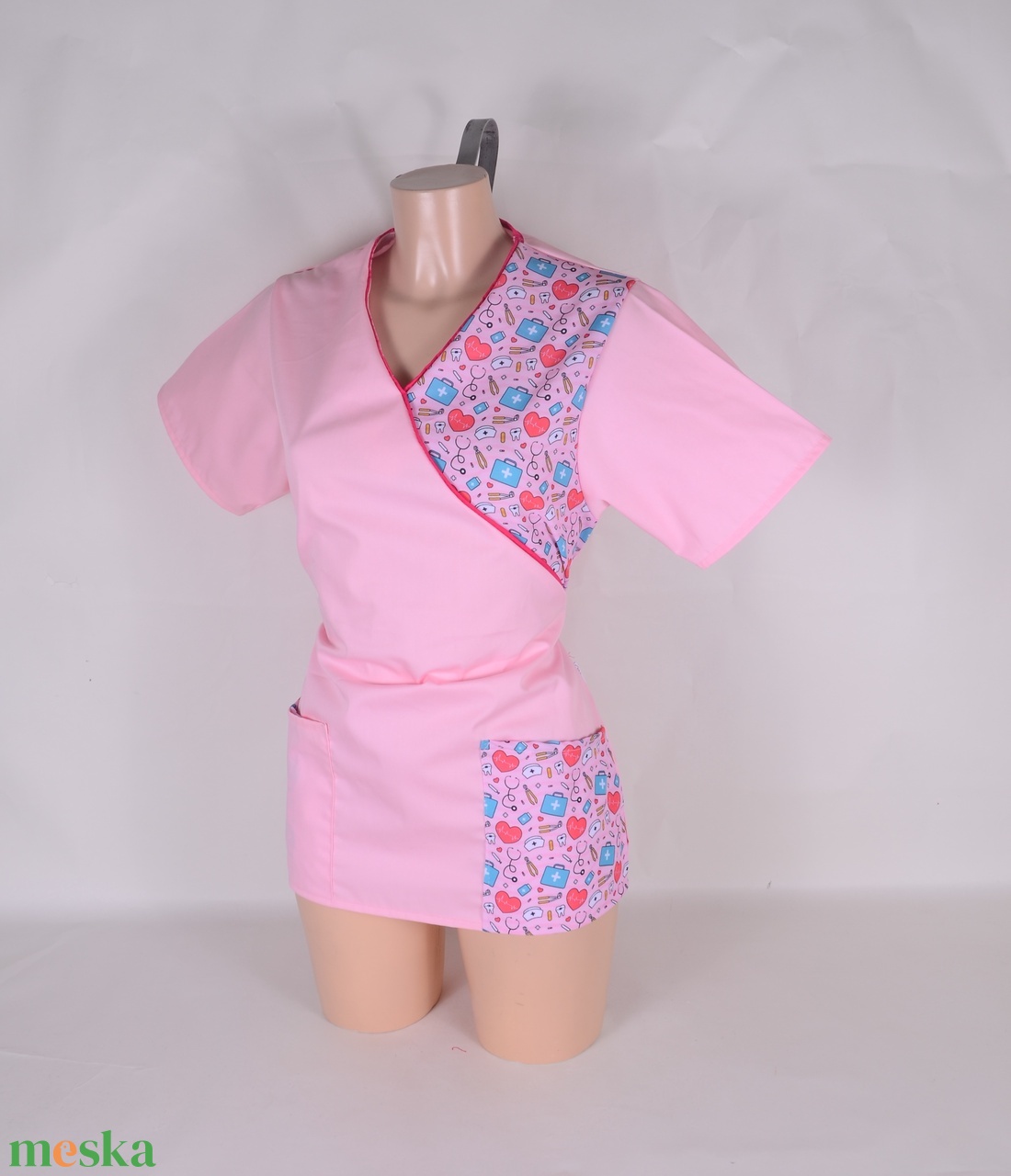 S Orvosi mintás tunika egészségügyi/óvónői/szépségipari munkaruha - ruha & divat - munkaruha - Meska.hu