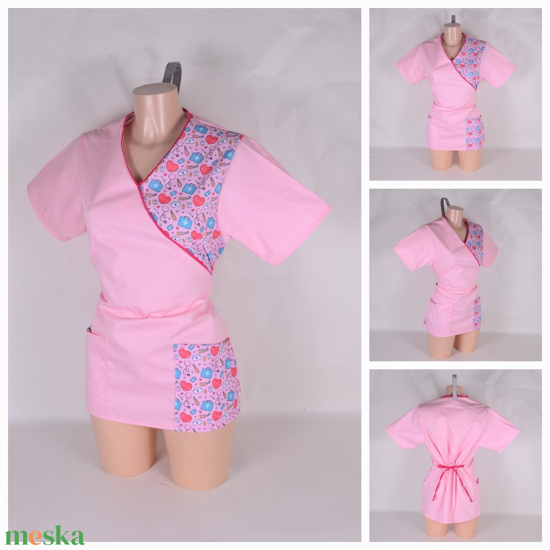 Orvosi mintás tunika egészségügyi/óvónői/szépségipari munkaruha - ruha & divat - munkaruha - Meska.hu