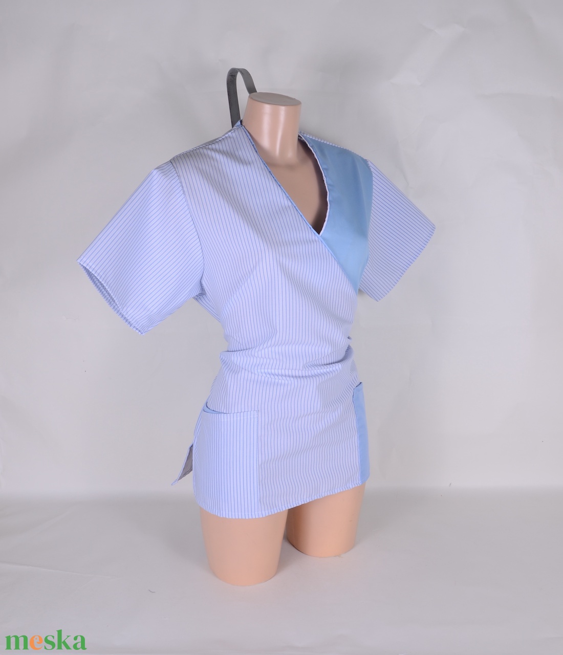 L méret csíkos tunika egészségügyi/óvónői/szépségipari munkaruha - ruha & divat - munkaruha - Meska.hu