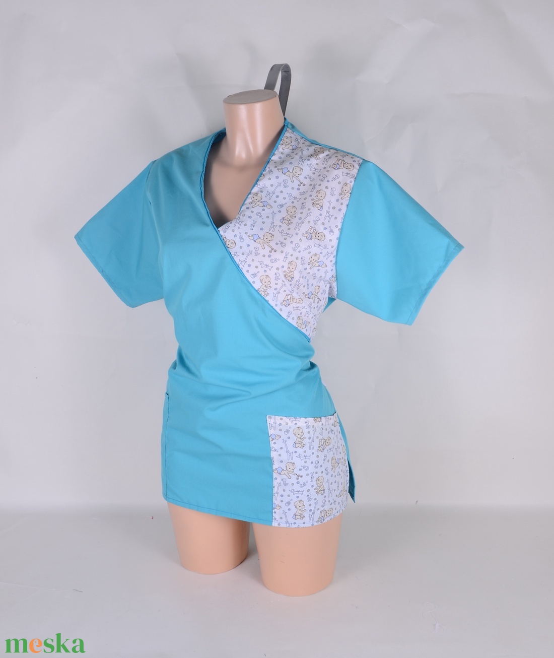 Baba mintás tunika egészségügyi/óvónői/szépségipari munkaruha - ruha & divat - munkaruha - Meska.hu