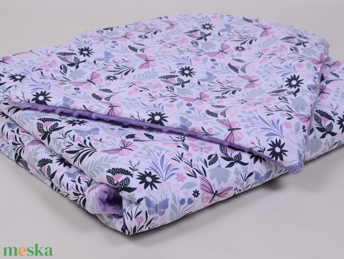 Lila virág, lepke Ágynemű babának vagy oviba - baba - mama - baba ágynemű - babatakaró, gyerek pléd - Meska.hu