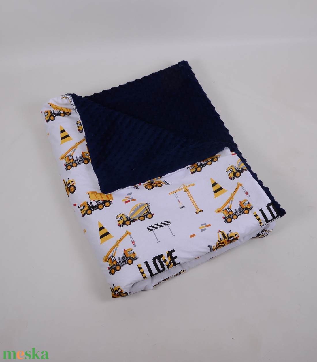 Munkagépek sötétkék Ágynemű babának vagy oviba - baba - mama - baba ágynemű - babatakaró, gyerek pléd - Meska.hu