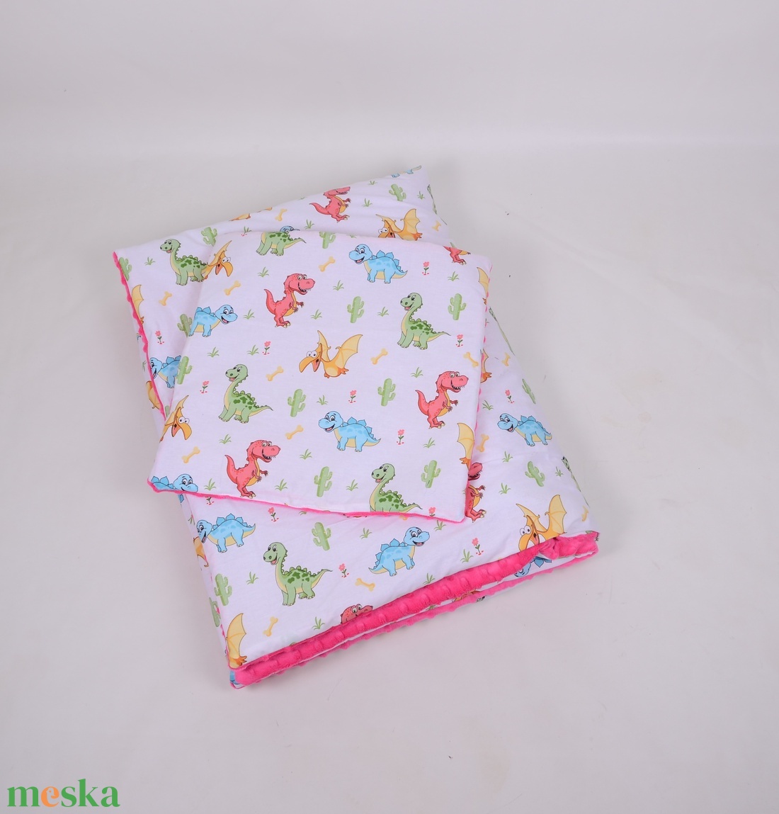 Dínó pinkkel Ágynemű babának vagy oviba - baba - mama - baba ágynemű - babatakaró, gyerek pléd - Meska.hu