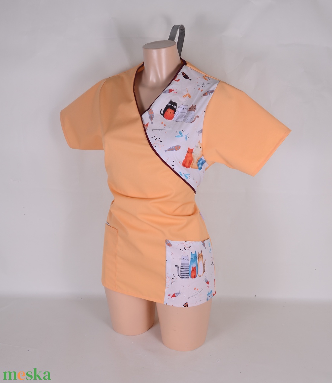 S Cica mintás tunika egészségügyi/óvónői/szépségipari munkaruha - ruha & divat - munkaruha - Meska.hu