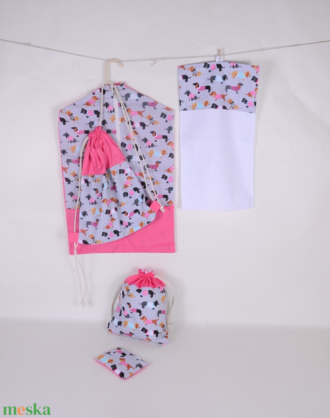 Tacskó pink ovis ruhazsák szett  - játék & sport - ovis felszerelés - ovis szett - Meska.hu