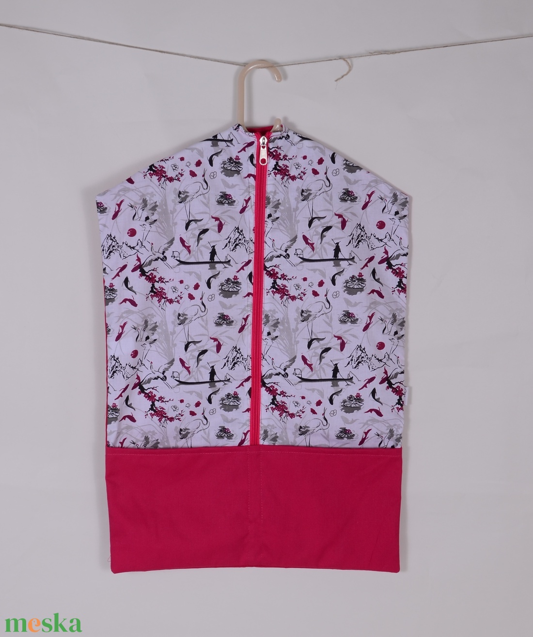 Japán gólya és koi ponty pink ovis ruhazsák  - játék & sport - ovis felszerelés - ovis zsák - Meska.hu