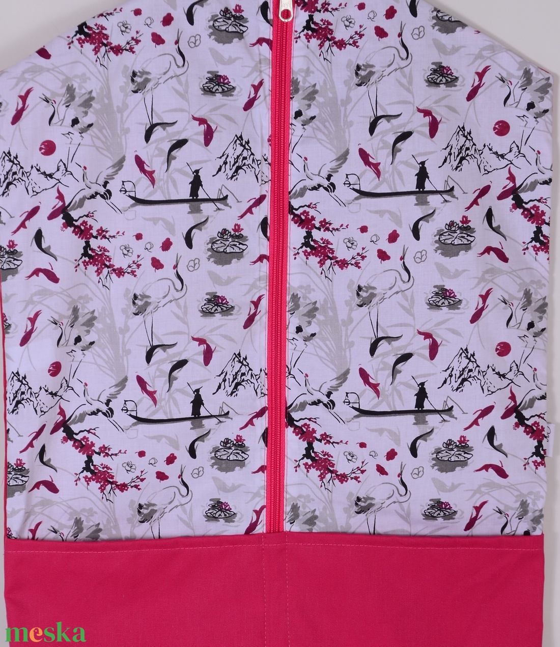 Japán gólya és koi ponty pink ovis ruhazsák  - játék & sport - ovis felszerelés - ovis zsák - Meska.hu