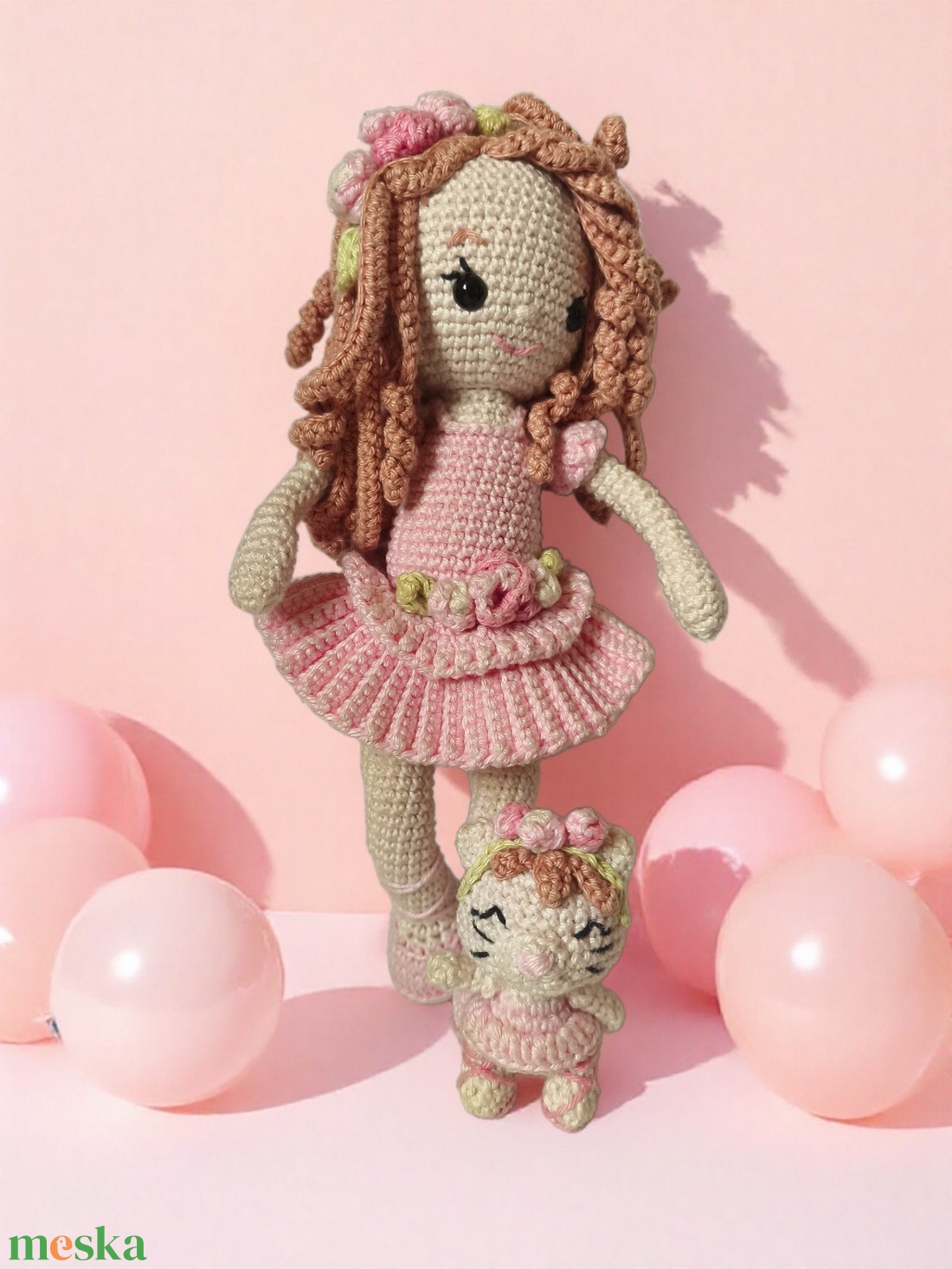 Bájos horgolt balerina cicával - játék & sport - baba & babaház - baba - Meska.hu