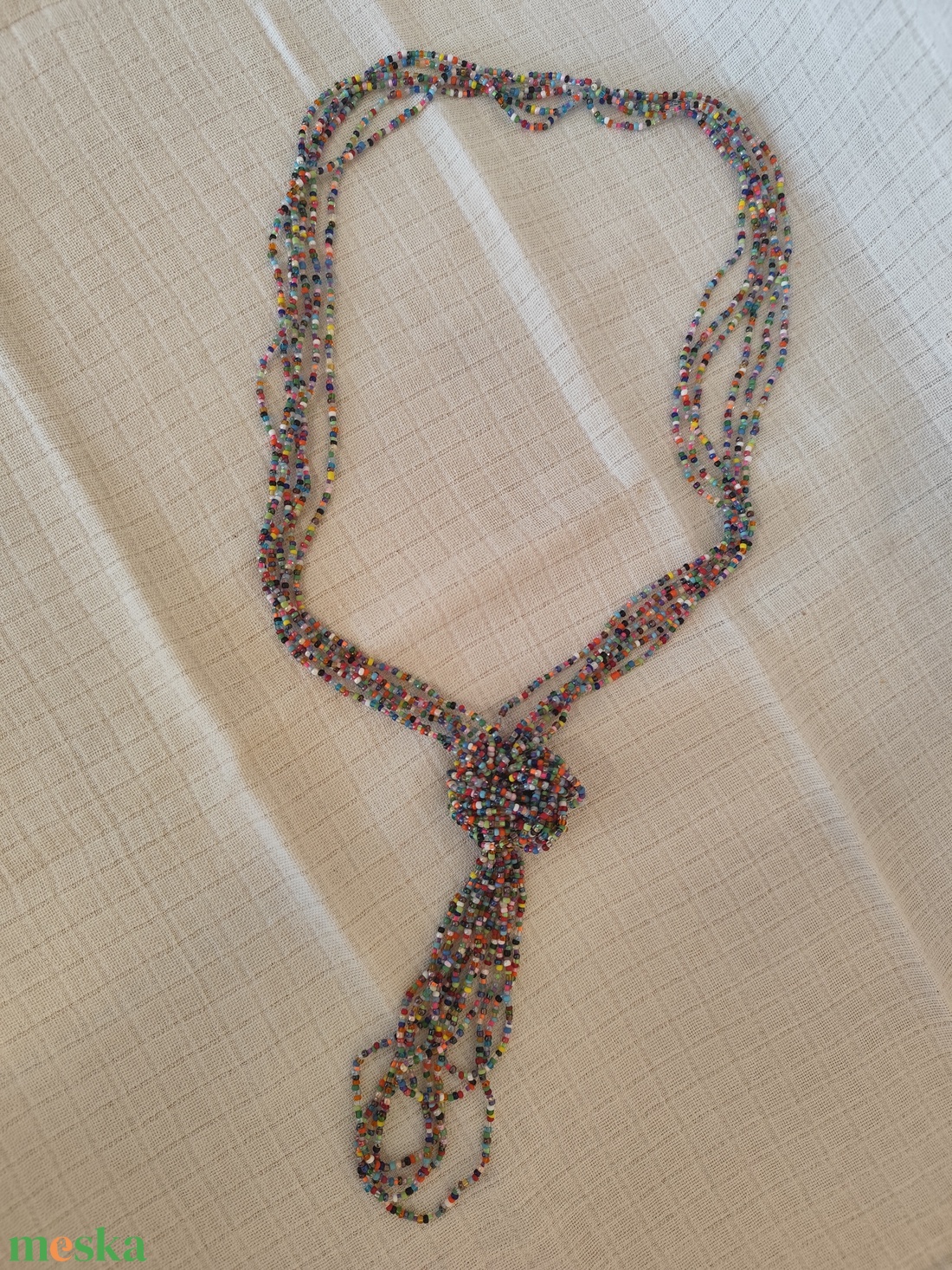 Csomózott színes gyöngy nyaklánc  - ékszer - nyaklánc - gyöngyös nyaklánc - Meska.hu Csomózott színes gyöngy nyaklánc  - ékszer - nyaklánc - gyöngyös nyaklánc - Meska.hu