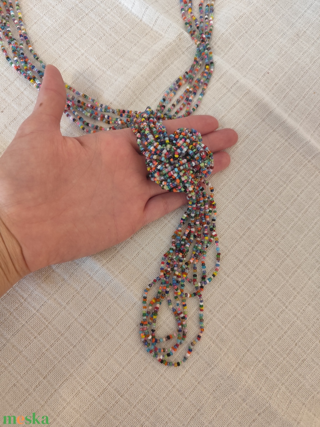 Csomózott színes gyöngy nyaklánc  - ékszer - nyaklánc - gyöngyös nyaklánc - Meska.hu Csomózott színes gyöngy nyaklánc  - ékszer - nyaklánc - gyöngyös nyaklánc - Meska.hu