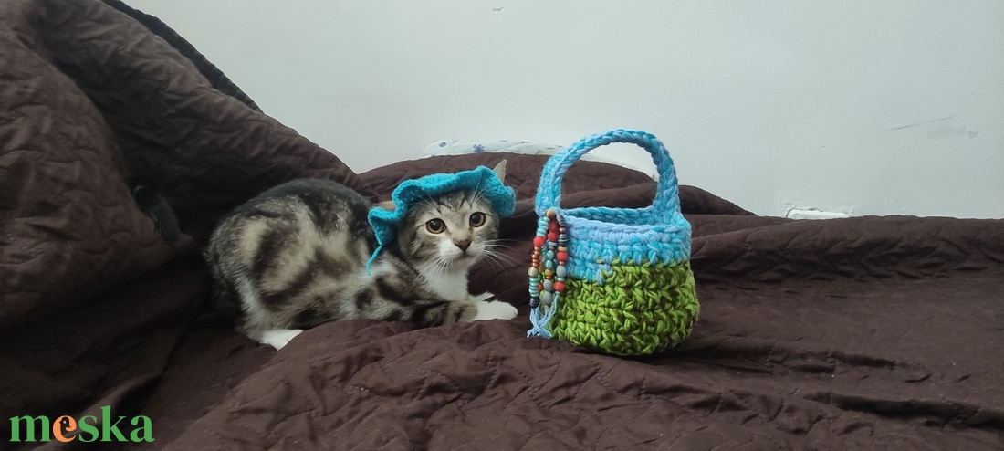 Horgolt Cica sapka - otthon & életmód - kisállatoknak - cicáknak & macskáknak - Meska.hu