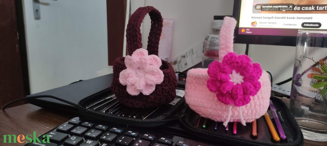 Horgolt húsvéti kosár - ünnepi díszek, dekorációk - húsvéti díszek és dekorációk - húsvéti kosár - Meska.hu