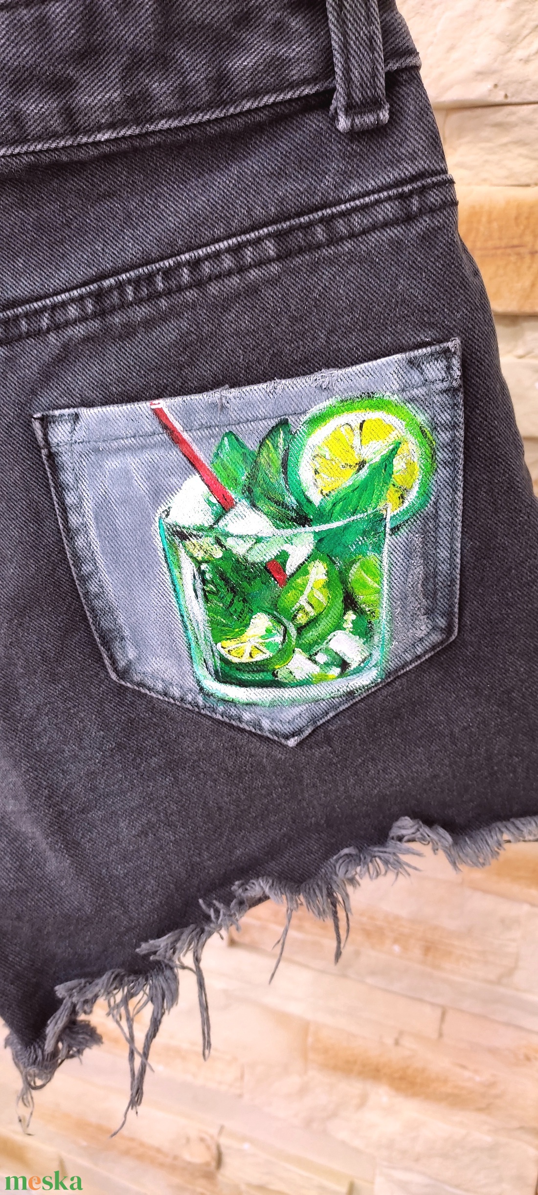 Koktélpoharas - Mojito - farmer rövidnadrág - ruha & divat - női ruha - nadrág - Meska.hu