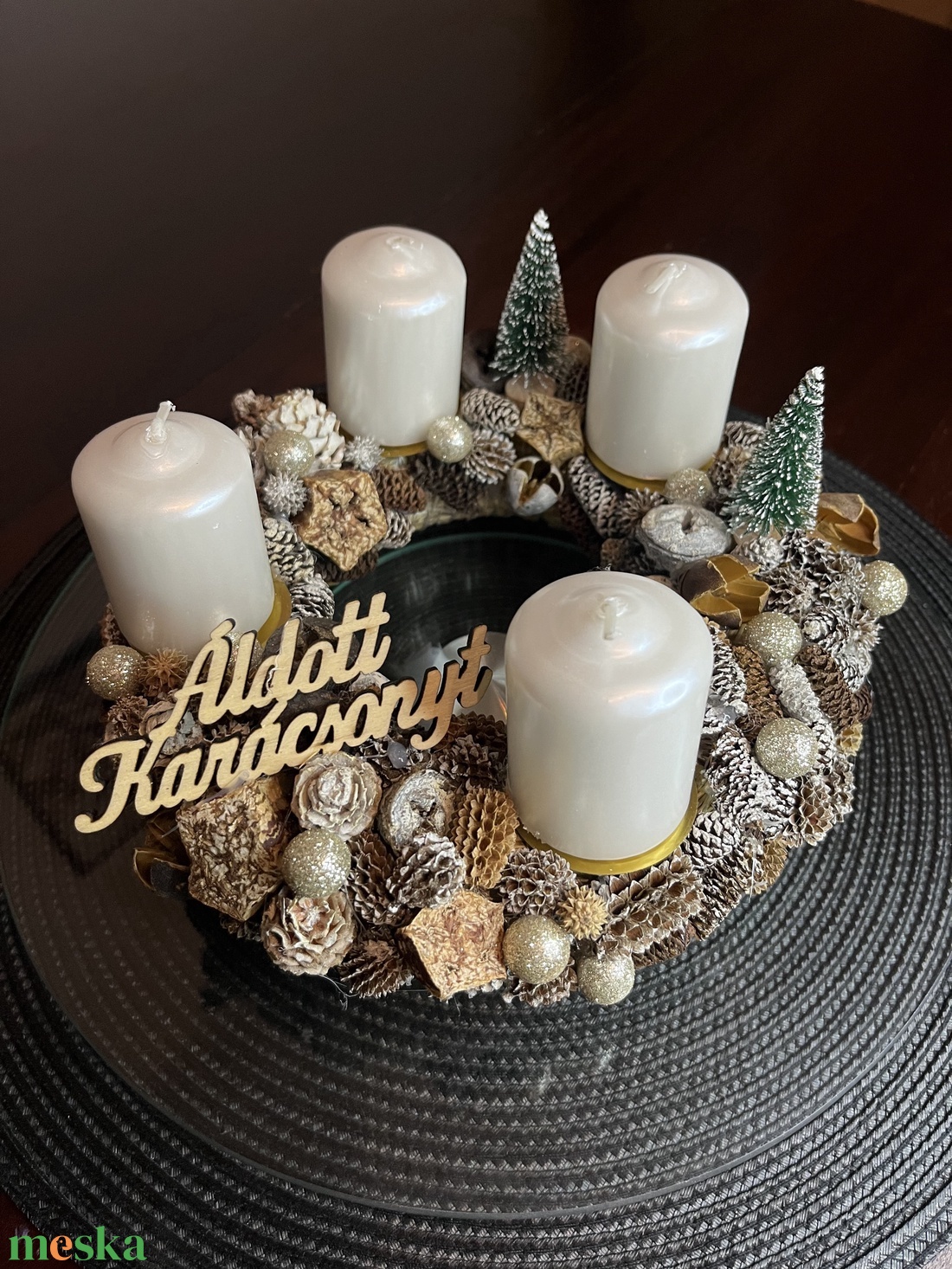 Natúr adventi koszorú - karácsony - adventi díszek - adventi koszorú - Meska.hu