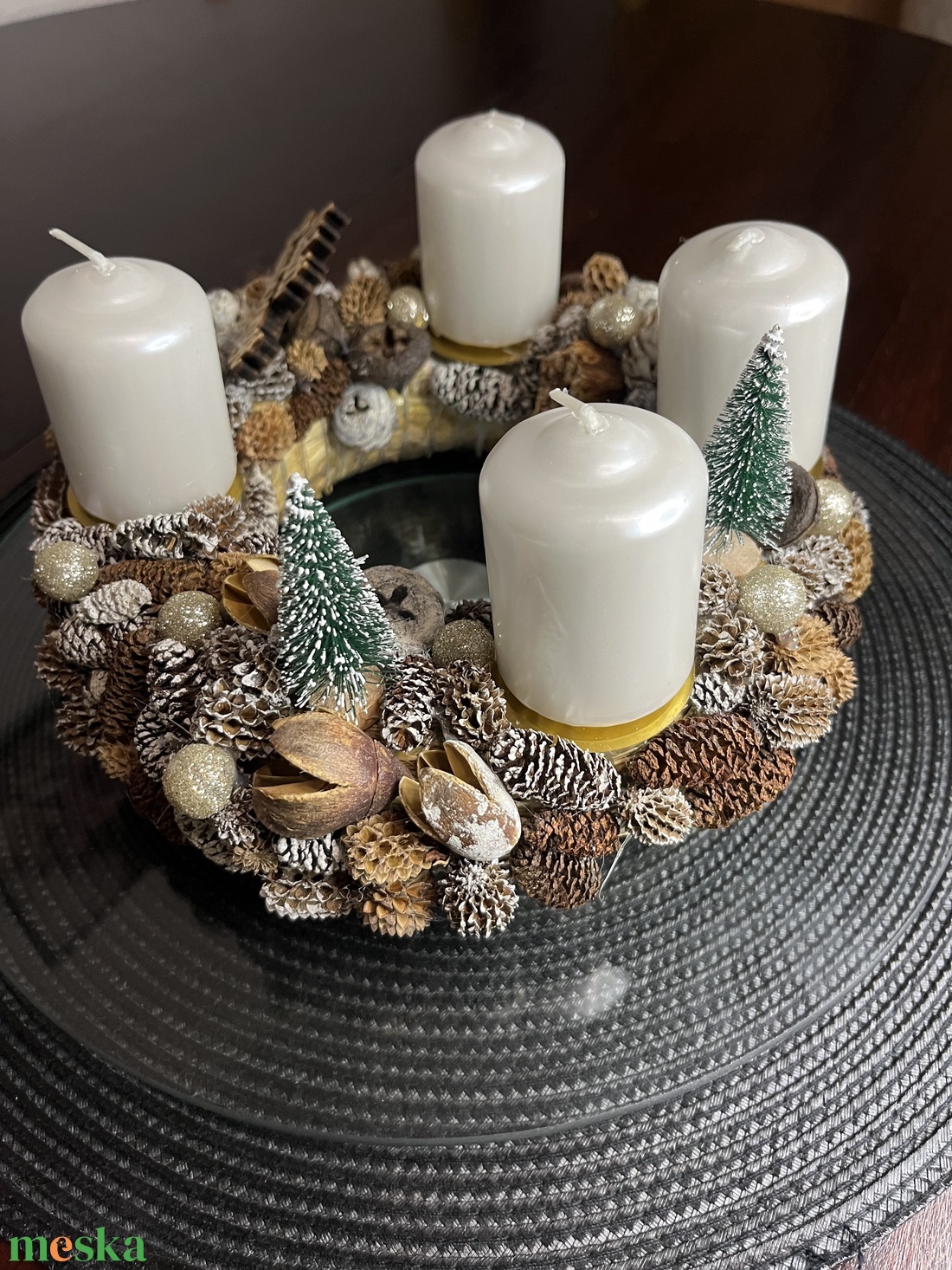 Natúr adventi koszorú - karácsony - adventi díszek - adventi koszorú - Meska.hu