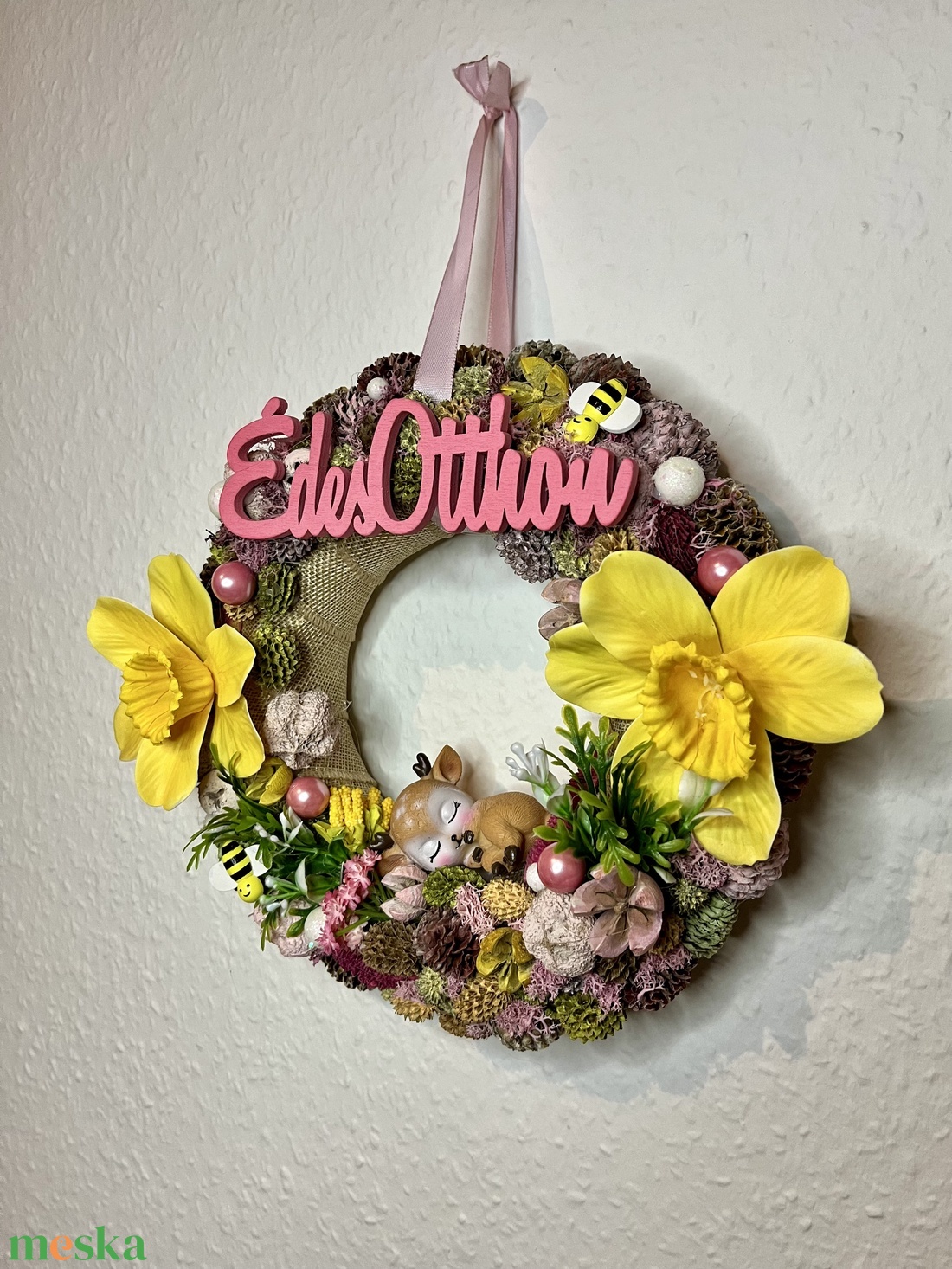 Édes Otthon - őzikés ajótkopogtató, ajtódísz - otthon & életmód - dekoráció - ajtó- és ablak dekoráció - ajtódísz & kopogtató - Meska.hu