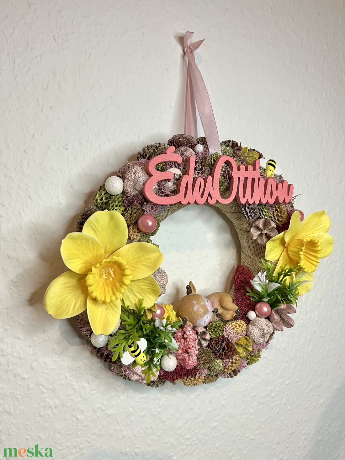 Édes Otthon - őzikés ajótkopogtató, ajtódísz - otthon & életmód - dekoráció - ajtó- és ablak dekoráció - ajtódísz & kopogtató - Meska.hu