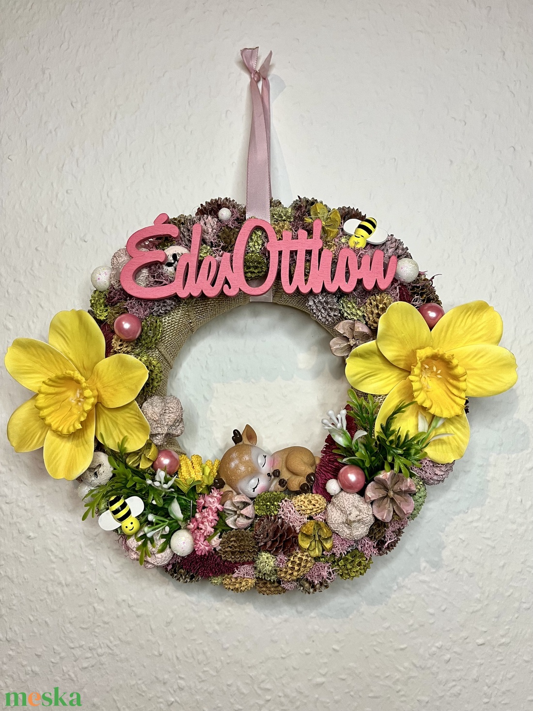 Édes Otthon - őzikés ajótkopogtató, ajtódísz - otthon & életmód - dekoráció - ajtó- és ablak dekoráció - ajtódísz & kopogtató - Meska.hu