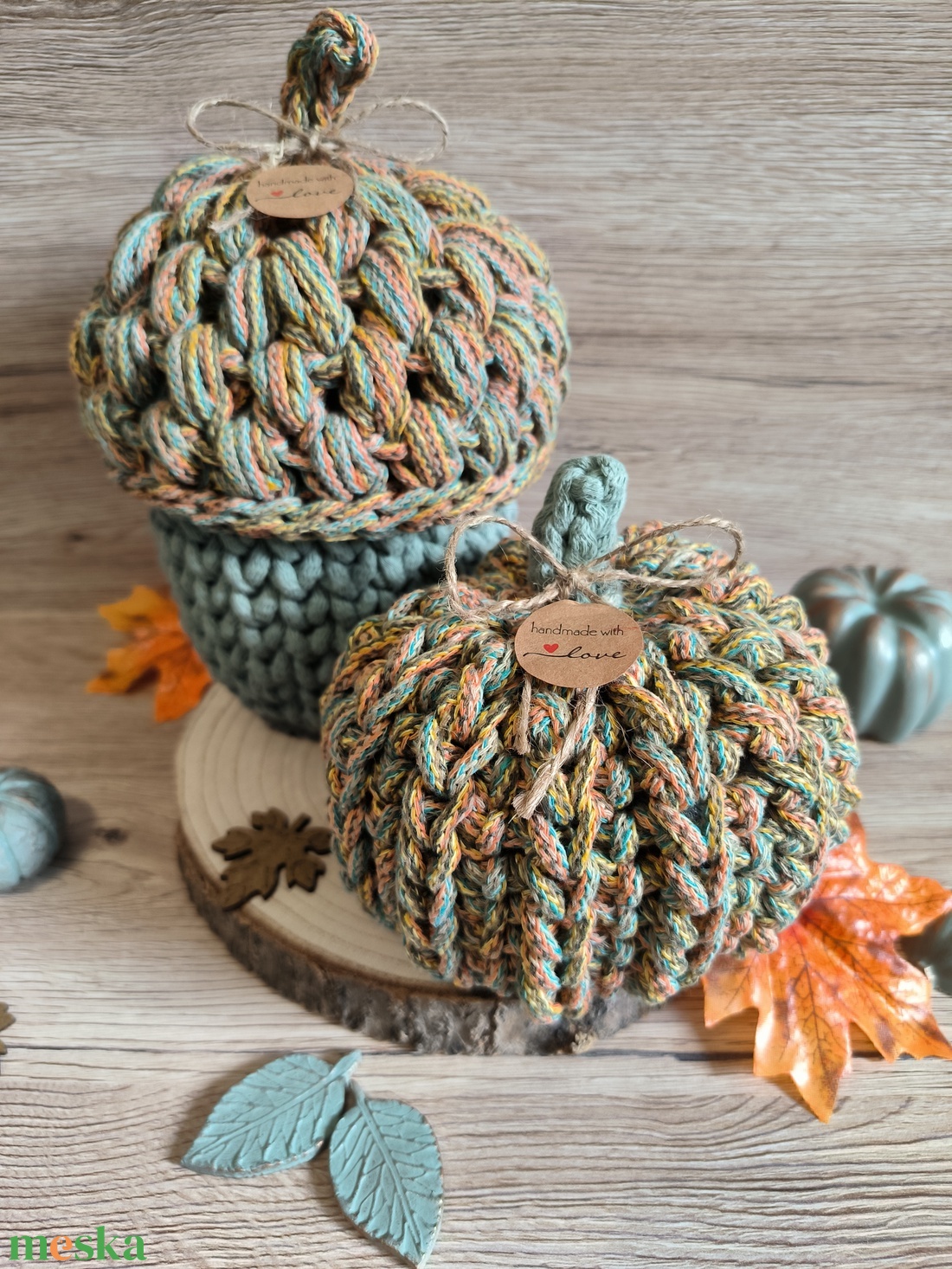 Rusztikus makk tároló és tök szett - otthon & életmód - dekoráció - asztal és polc dekoráció - asztaldísz - Meska.hu