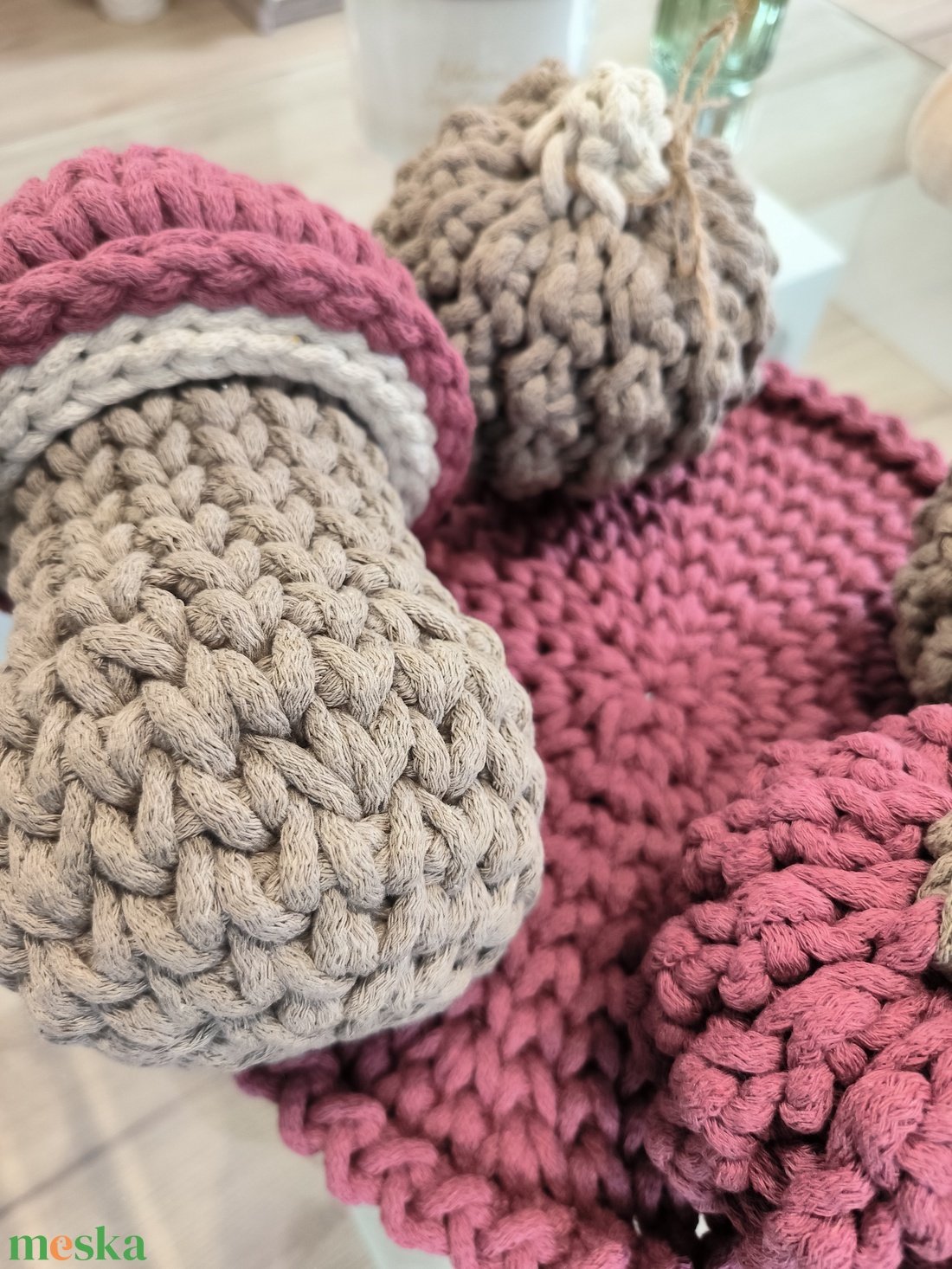 Őszi horgolt szett - otthon & életmód - dekoráció - asztal és polc dekoráció - asztaldísz - Meska.hu