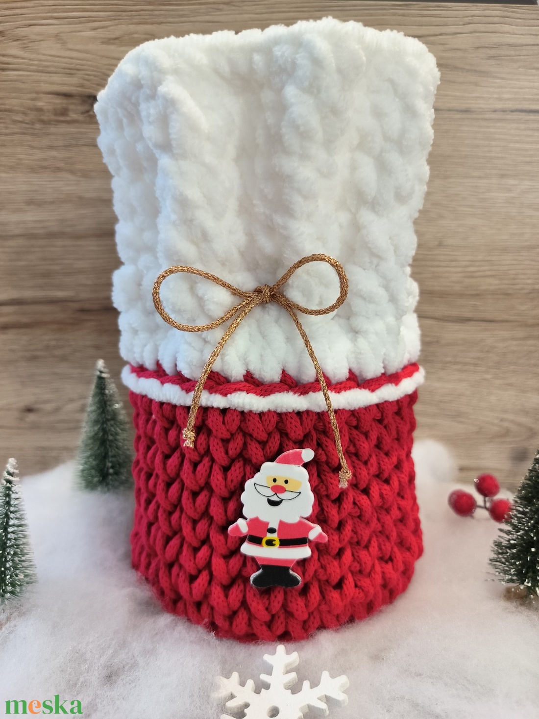 Mikulás puttony horgolt - karácsony - mikulás - mikulás zsák - Meska.hu