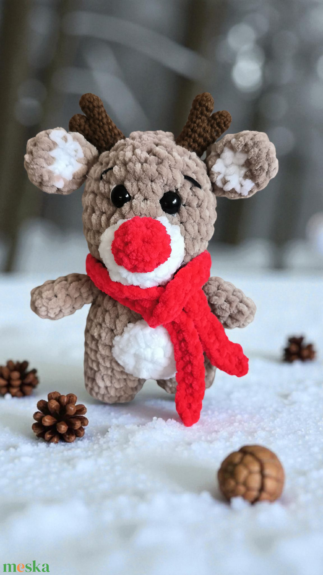 Horgolt plüss rénszarvas kicsi - karácsony - mikulás - mikulás ajándékok - Meska.hu