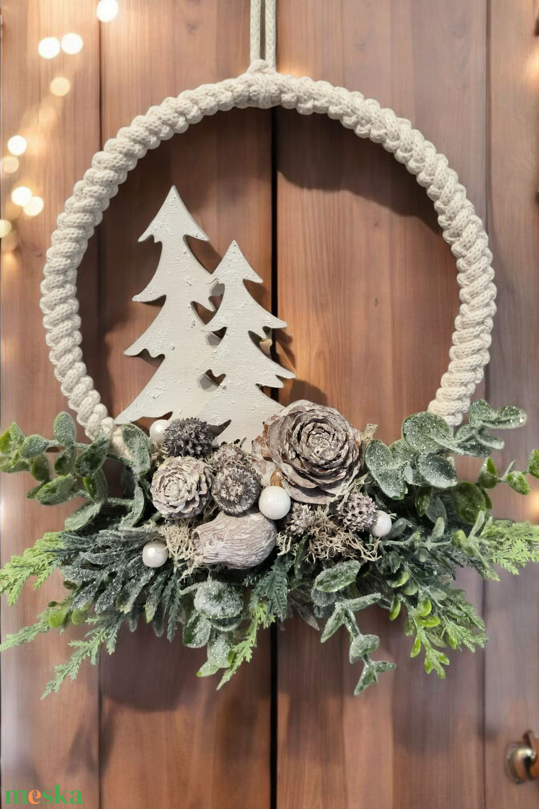 Makramé karácsonyi ajtódísz  - karácsony - karácsonyi lakásdekoráció - karácsonyi ajtódíszek - Meska.hu