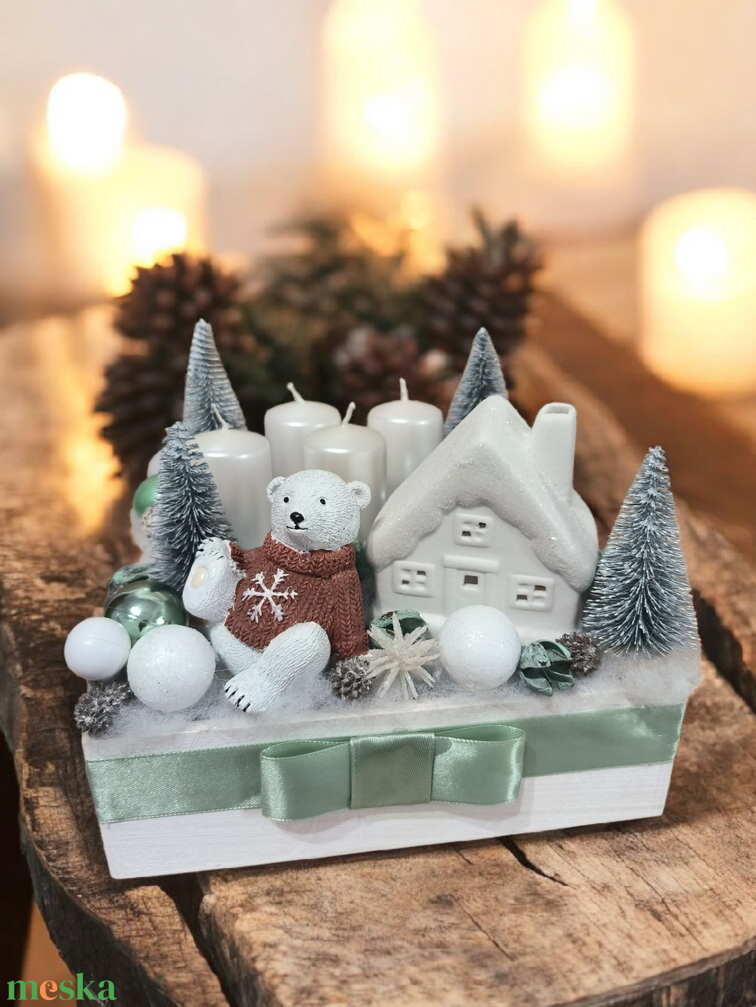 Téli csodaország adventi asztaldísz - karácsony - adventi díszek - adventi asztaldísz - Meska.hu