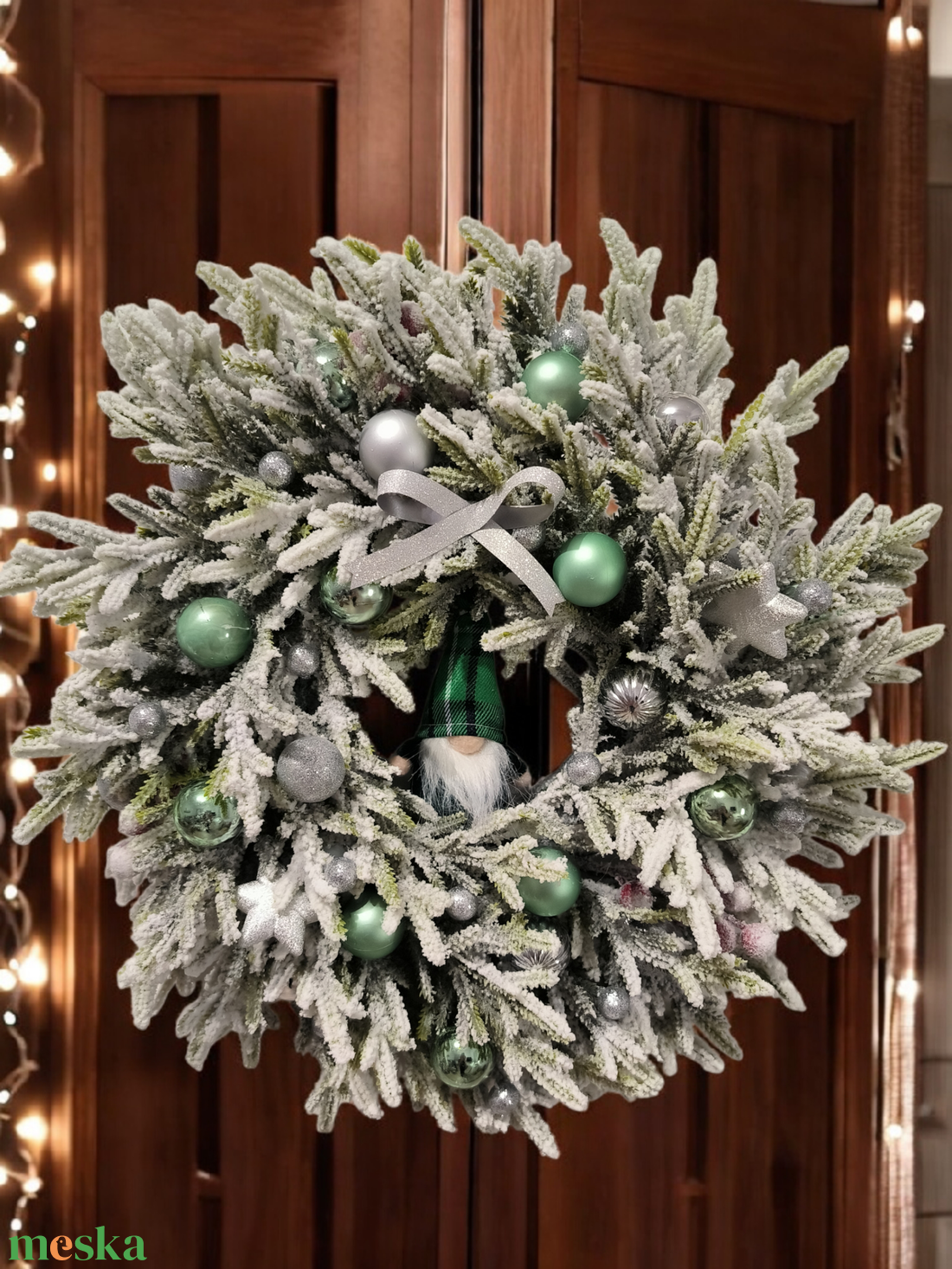 Havas karácsonyi ajtódísz  - karácsony - karácsonyi lakásdekoráció - karácsonyi ajtódíszek - Meska.hu