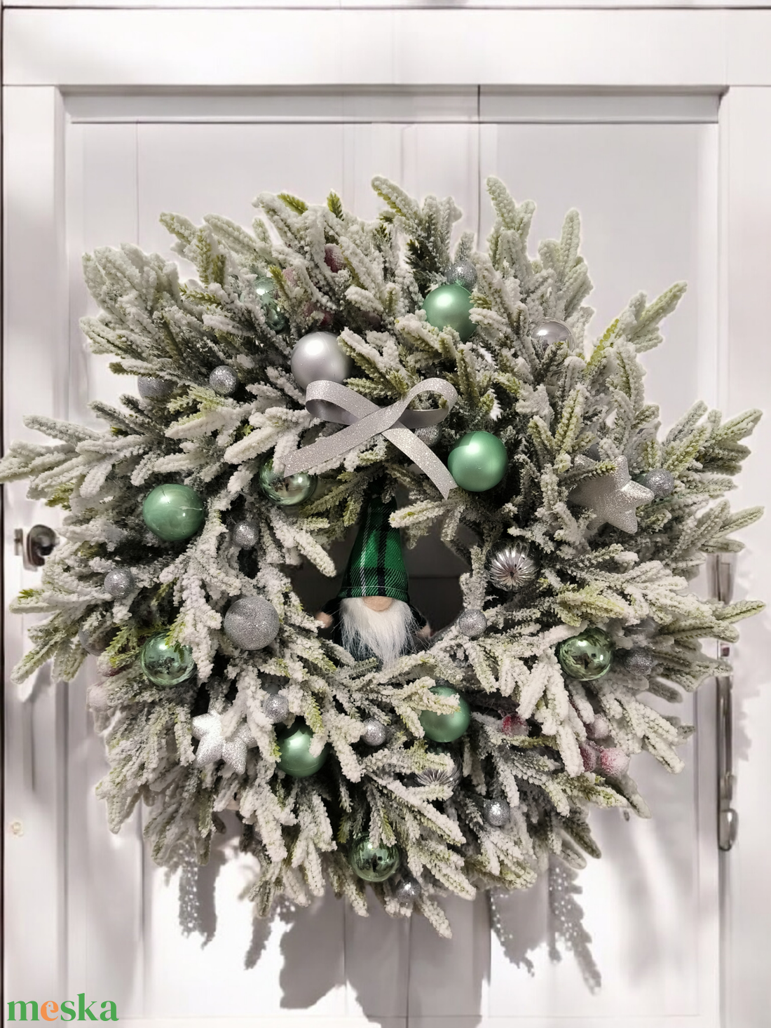 Havas karácsonyi ajtódísz  - karácsony - karácsonyi lakásdekoráció - karácsonyi ajtódíszek - Meska.hu