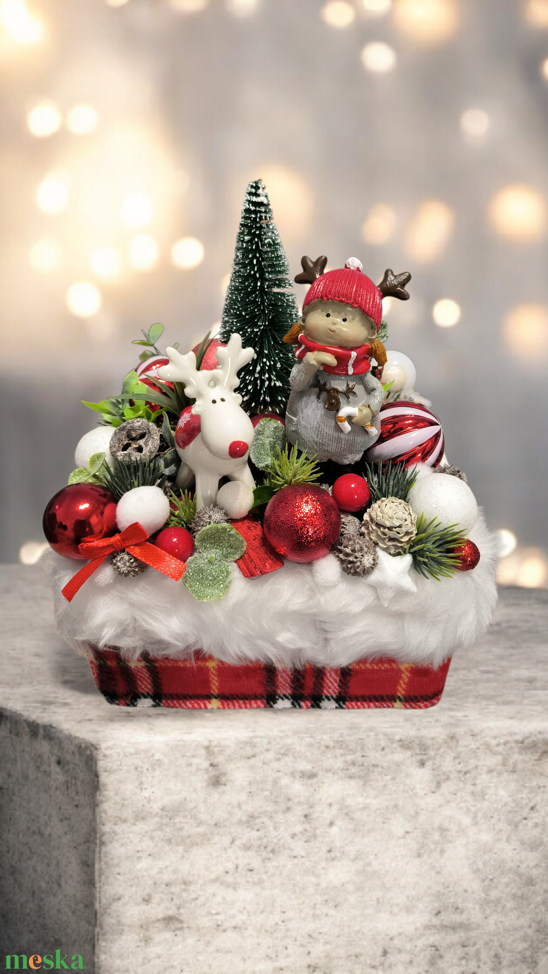 Karácsonyi asztaldísz skót kockás mintás  - karácsony - karácsonyi lakásdekoráció - ünnepi asztaldekoráció - Meska.hu