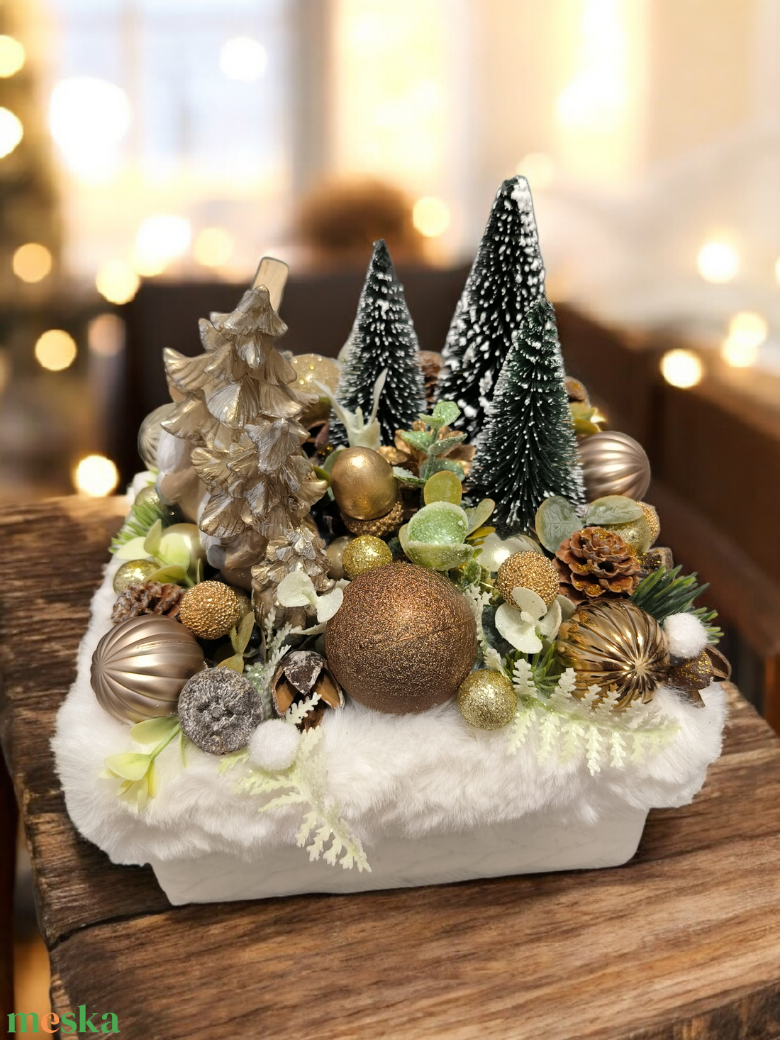Karácsonyi asztaldísz az aranyerdő manóival - karácsony - karácsonyi lakásdekoráció - ünnepi asztaldekoráció - Meska.hu