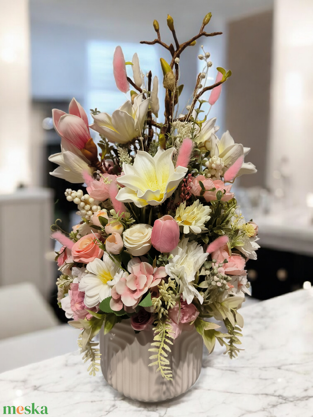 Tavaszi varázs asztali dekoráció  - otthon & életmód - virágdekoráció - virágdíszek - asztali virágdísz - Meska.hu